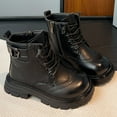 thumbnail image 4 of Girls Winter Boots Retro Wingtip Leather Dress Oxford Shoes Booties Trendy Buckle Lace up Zipper Platform Ankle Boots 10 Little Kid Black, 4 of 7