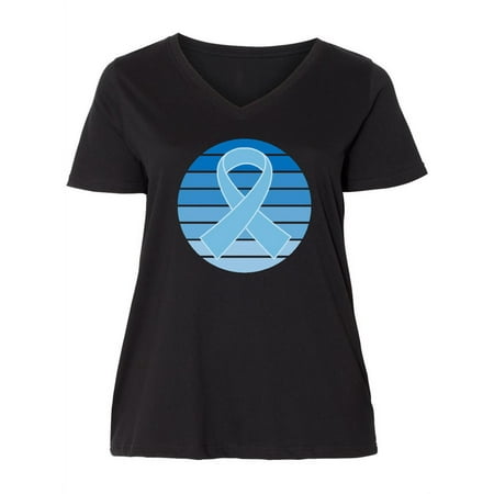 

Inktastic Prostate Cancer Graves Disease Awareness Ribbon Women s Plus Size V-Neck