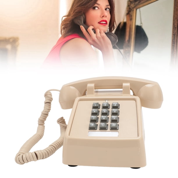 Teléfono Con Cable Vintage, Teléfono Fijo Clásico, Control de Volumen de Timbre Ajustable Mecánnico, Botones Grandes, Teléfonos de Escrito retro para el Hogar, Escuela, Escuela,