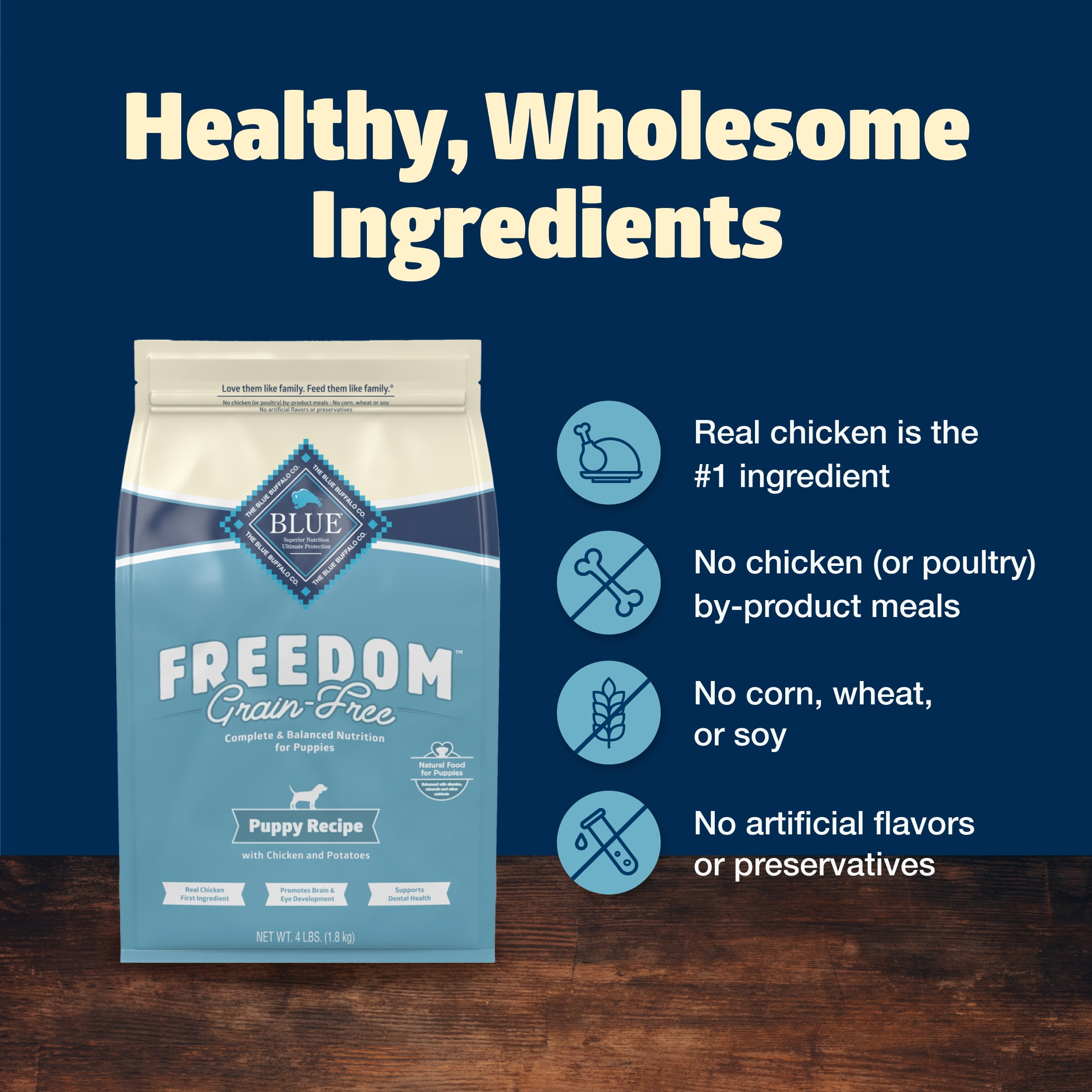 Blue Buffalo Freedom Grain-Free Puppy Dry Dog Food with DHA, Chicken & Potatoes, 11-lb. Bag