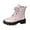 Pink, variant on Women's Ankle Boots Round Toe Lace Up Heel Ankle Boots With Shiny Finish And Thick Sole
