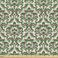 thumbnail image 2 of Ambesonne Damask Fabric by the Yard Upholstery, Antique Victorian Floral, 1 Yard, Army Green Cream, 2 of 5
