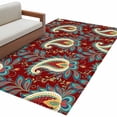 thumbnail image 2 of 3'x5' Area Rugs, Red Boho Botanical Indoor Outdoor Area Rug for Living Room Bedroom, Southwestern Retro Leaves Ethnic Tribal Washable Bathroom Rugs Kitchen Floor Carpet Mats Home Decor Aesthetic, 2 of 8