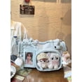 thumbnail image 7 of Large Capacity Ita Tote Bag with Clear Display Window for Women and Girls, JK Style Commuter Shoulder Crossbody Handbag with Bow and Stitching Detail in Pink Blue White for Daily Use, 7 of 7