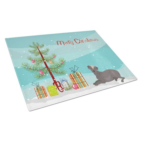Caroline's Treasures CK3499LCB Ecuadorian Hairless Dog Christmas Tree Glass Cutting Board Large, 12H x 16W, multicolor
