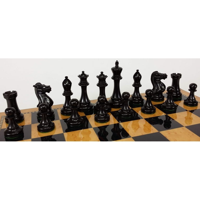 Set Scacchi HPL Anderssen Staunton In Legno – 3 3/4" Re, 4 Regine Nere E Naturali – NO Tavola - 2