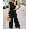 thumbnail image 5 of Jumpsuits for Women 2025 Summer Ruffle Sleeves Square Neck Rompers Drawstring Overalls with Pockets, 5 of 9