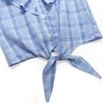 thumbnail image 4 of Girls Plaid Button Down Shirt Crop Tops Tie Knot Ruffle Long Sleeve Shirt Blouse 3-12Y, 4 of 5