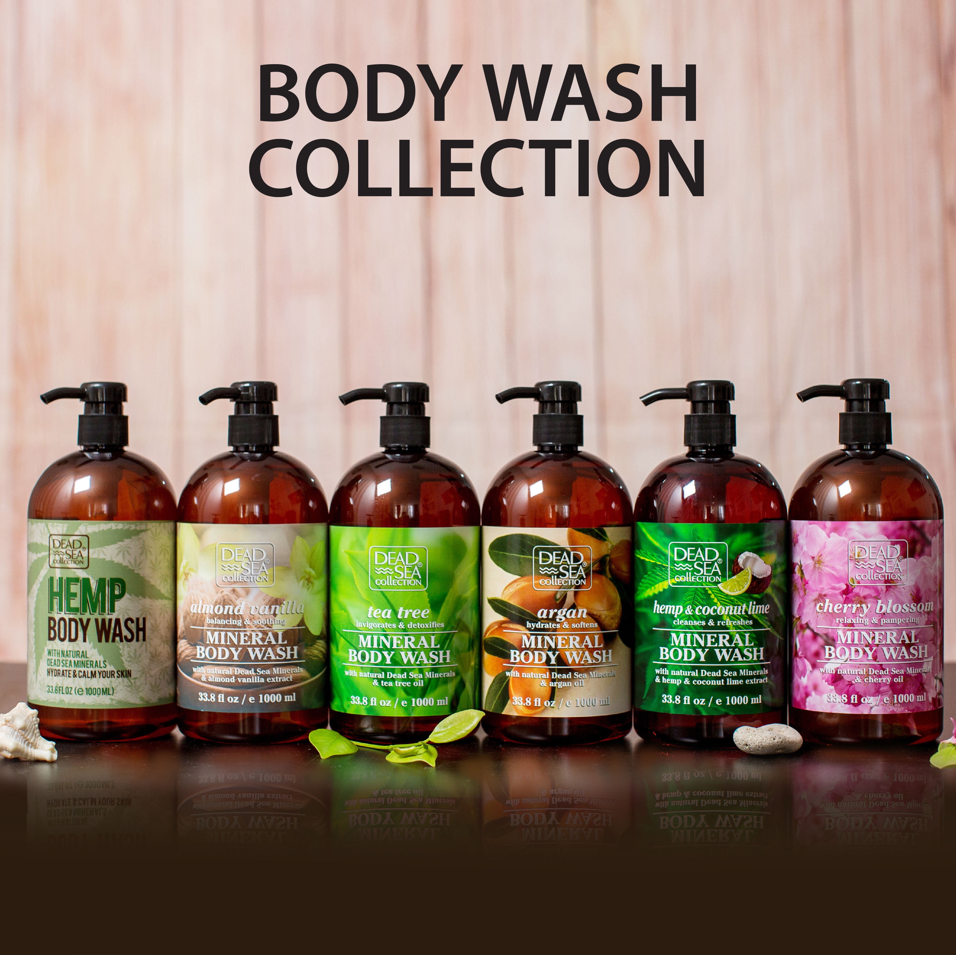 Dead Sea Collection Body Wash, Lavender Oil and Dead Sea Minerals, Pack of 2, 33.8 oz Each