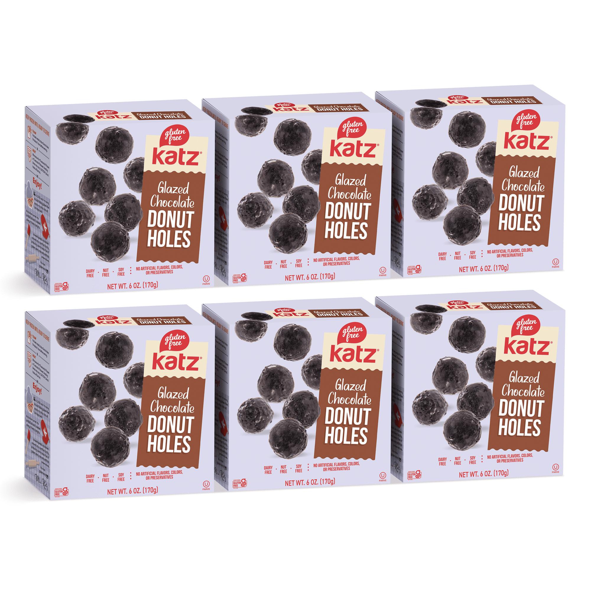 Katz Gluten-Free Glazed Chocolate Donut Holes |Gluten-Free Dairy Free Nut Free Soy Free Kosher | (6 Pack 6.0 Ounce Each)