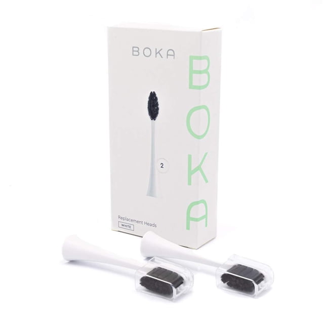 Boka Power Brush Cabezales de repuesto para cepillo de dientes eléctrico sónico, blanco (2 cabezales)