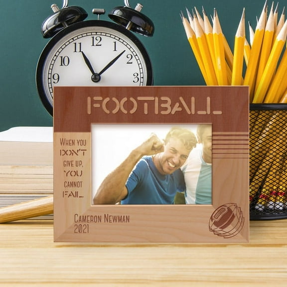 When You Don't Give Up You Cannot Fall Personalized Wooden Frame-5" x 3 1/2" Brown Horizontal