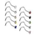 thumbnail image 5 of 10pcs Stainless Screw Shape Nose Studs 1.5/2/2.5/3mm Assorted Color - Multicolor, -3mm, 5 of 5