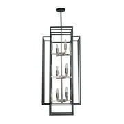 Magic Home Industrial Traditional Vantage 12 - Light Lantern Rectangle 3-Tier Chandelier Ceiling Mount E12 Adjustable Hanging Height Grey