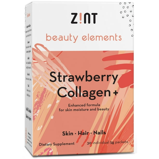 Zint Collagen Powder Peptides Beauty Water (Strawberry) 30 Packets