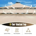 thumbnail image 6 of Demifill 10 Feet Solar Patio Umbrella with 32 LED Lights 3-Tier Vented Top for Patio, Garden, Backyard, Outdoor Shade, Beige, 6 of 13