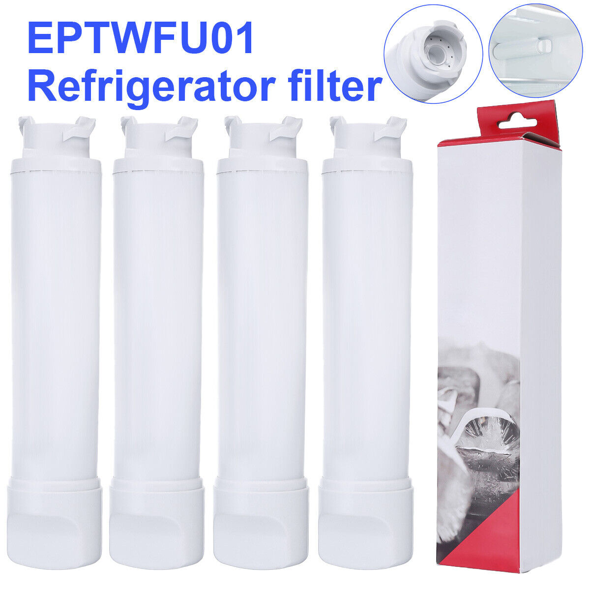 4 Pack for Frigidaire EPTWFU01 Pure Source Refrigerator Water Filter