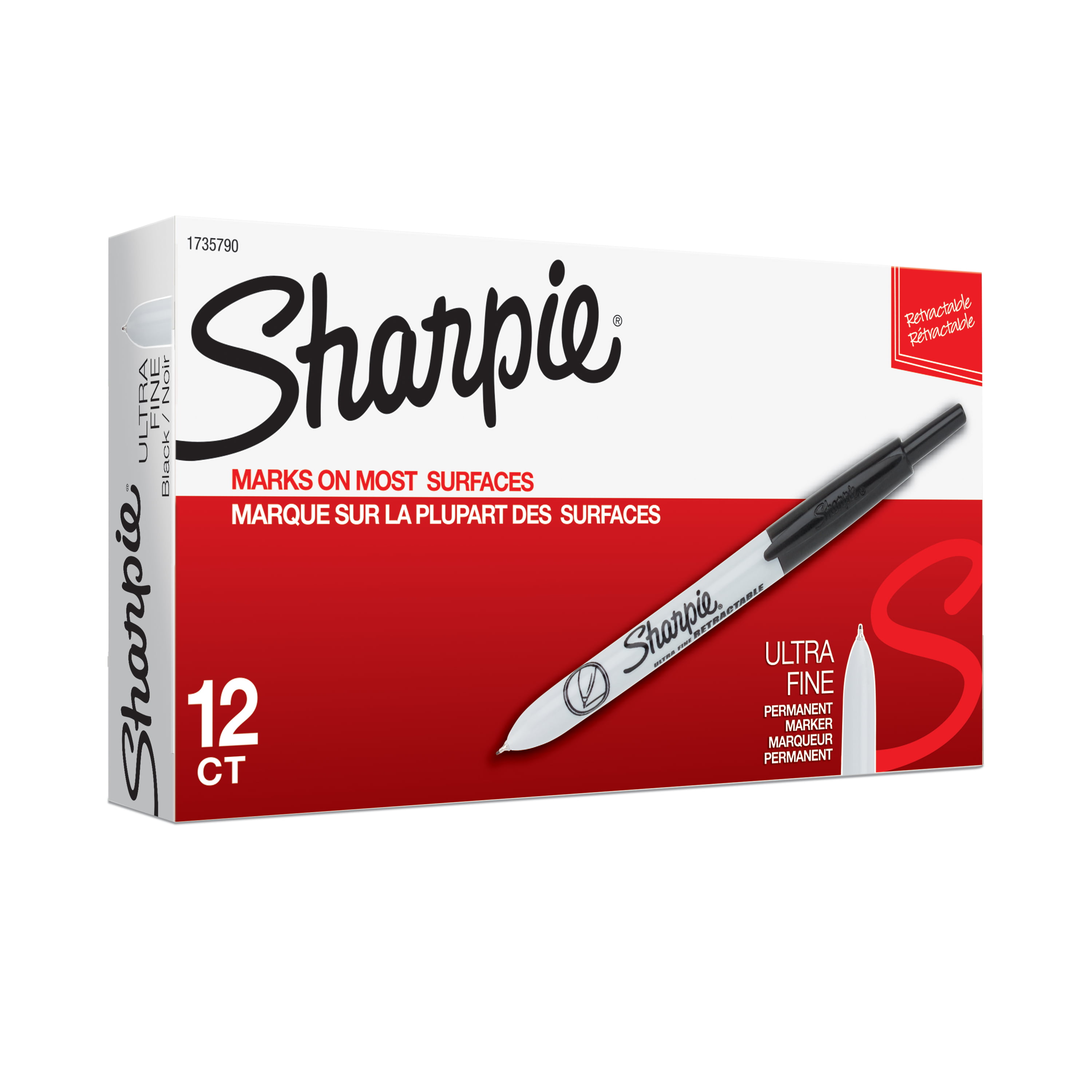 3-Count Sharpie Retractable Permanent Markers Black 3 Count Ultra Fine Point