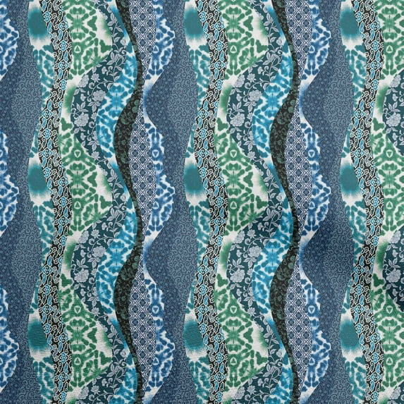 oneOone Polyester Spandex Dark Teal Blue Fabric Floral Craft Projects Decor Fabric Printed By The Yard 56 Inch Wide