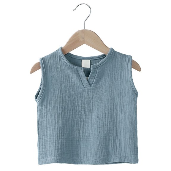 UACY Boys Girls Cotton Linen Tank Top Toddler Kids Sleeveless Crewneck Vest Tee Shirt Baby Summer Solid Tshirt (A, 5-6 Years)