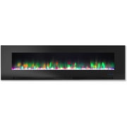 Cambridge 60" Wall Mount Electric Fireplace Heater with Multi-Color LED Flames and Crystal Rock Display