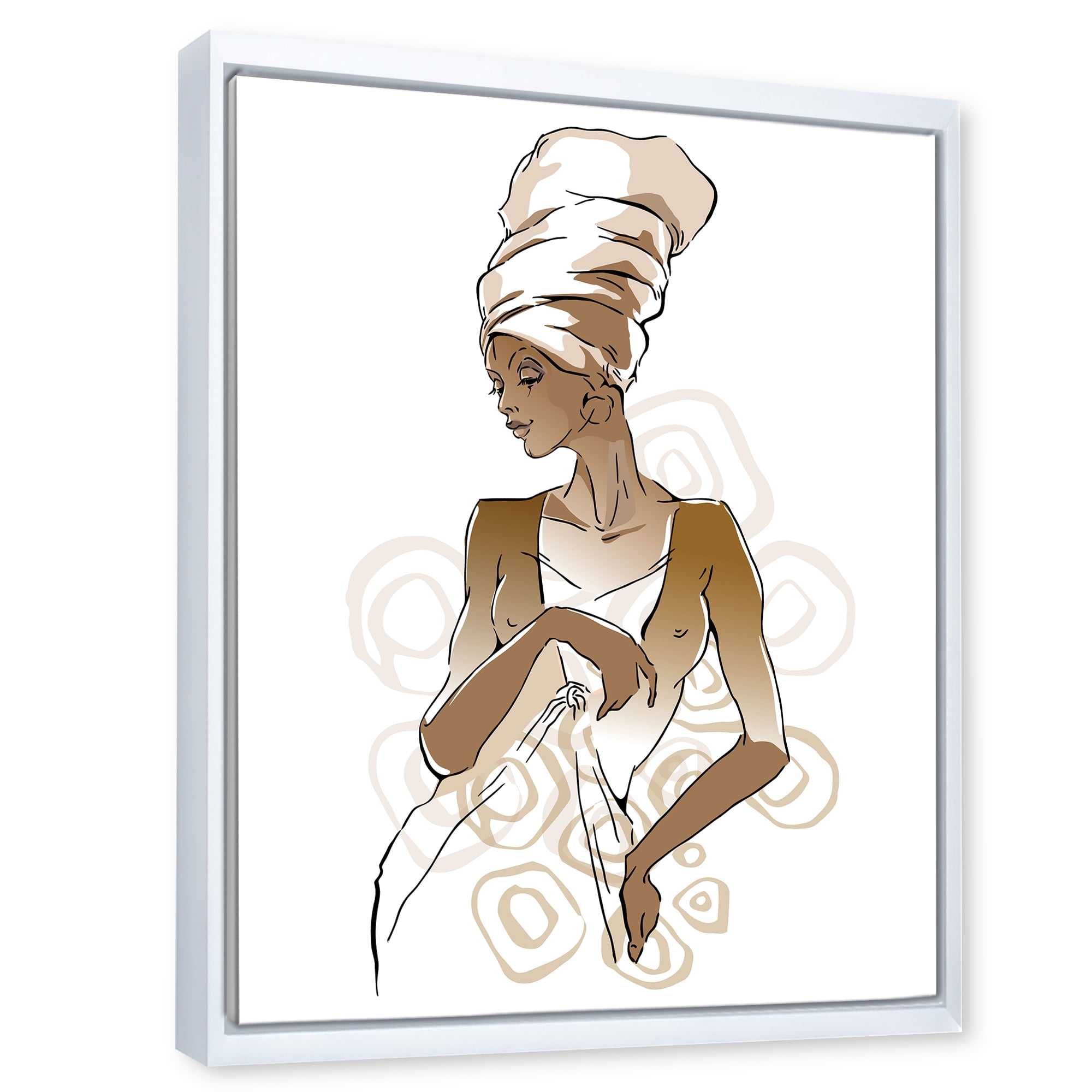 Designart 'Abstract African American Woman Portraits' Modern Framed Canvas Wall Art Print