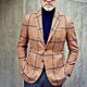 thumbnail image 3 of Chaqueta De Traje Para Hombre, Abrigo De Traje Informal Para Hombre, Patrón De Tela Escocesa De Fibra De Poliéster Transpirable, Lavado A Máquina Para Caballero Para Trabajar ANGGREK Marrón L, 3 of 4