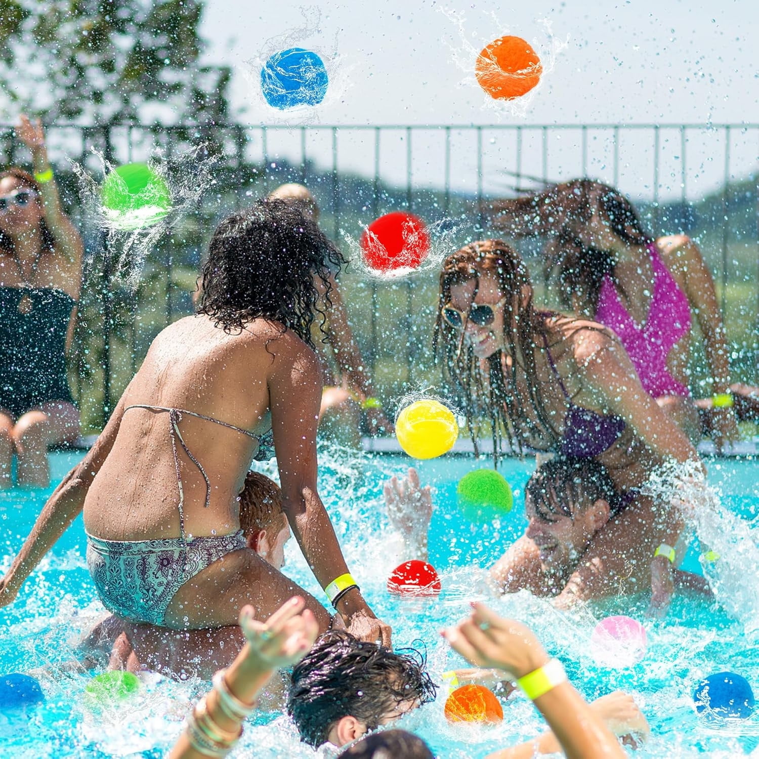100 Pcs Refillable Water Balls 2.56 inch Reusable Water Balloons Summer Water Toys for Outdoor Water Fight Games, Beach, Pool Games