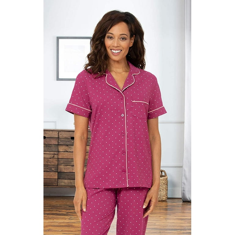 PajamaGram Women's Pajamas - PJ For Women Set, Short Sleeve, 100% Cotton 