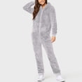 thumbnail image 2 of Mono Ajustado de Verano Gibobby Pijama de manga larga de lana artificial para mujer Gris XL, 2 of 5