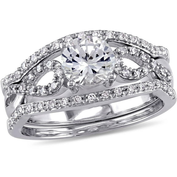 Everly Women's Created Sapphire and Diamond 10k White Gold Bridal Set