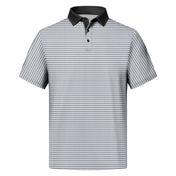 Summer Lapel Pinstripe Shirt for Men - Casual Short - Sleeved T - Shirt, Ripstop Fabric, Durable & Comfortable, Multiple Sizes, Ideal for Outdoor