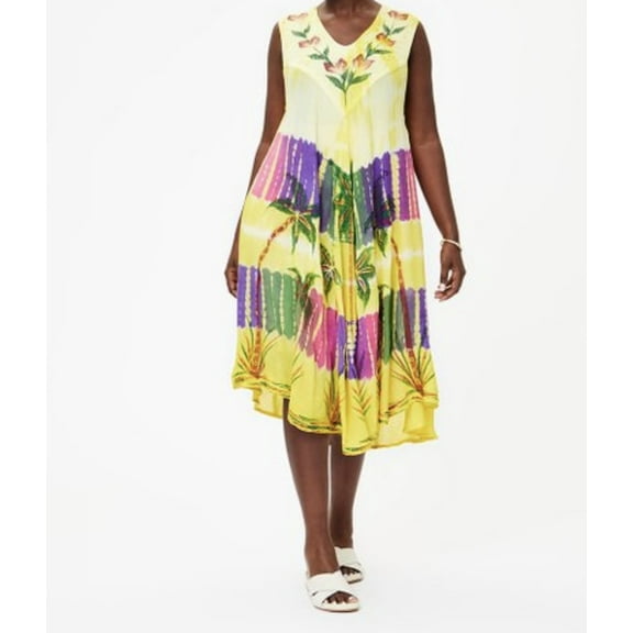 Womens Sundress Sleeveless Tie Dye Print Summer Casual Boho Hippie Bohemian Wear Cruise Wear Resort Wear Beach Wear