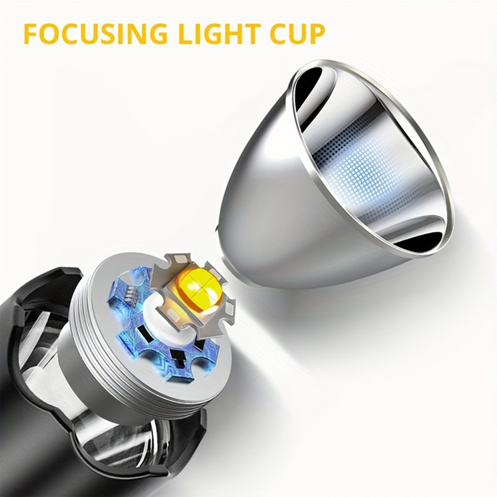 COFEST Portable Rechargeable LED Flashlight with IPX7 Waterproof, 4 Brightness Levels, and COB Side Light Black