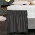 thumbnail image 5 of Exclusivo Mezcla Pom Pom Bed Skirt with Adjustable Elastic Belt, Easy Wrap Around Dust Ruffles with 16 Inch Tailored Drop, Wrinkle and Fade Resistant, (Queen, Grey), 5 of 6