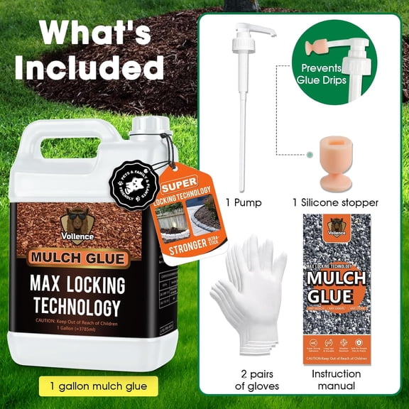 Mulch Glue for Landscaping, 1 Gallon Rock Glue, No Dilution Needed Non-Toxic Weather-Resistant Strong Gravel Binder, Pine Straw Outdoor Strong Pebble Gravel Hold for Garden