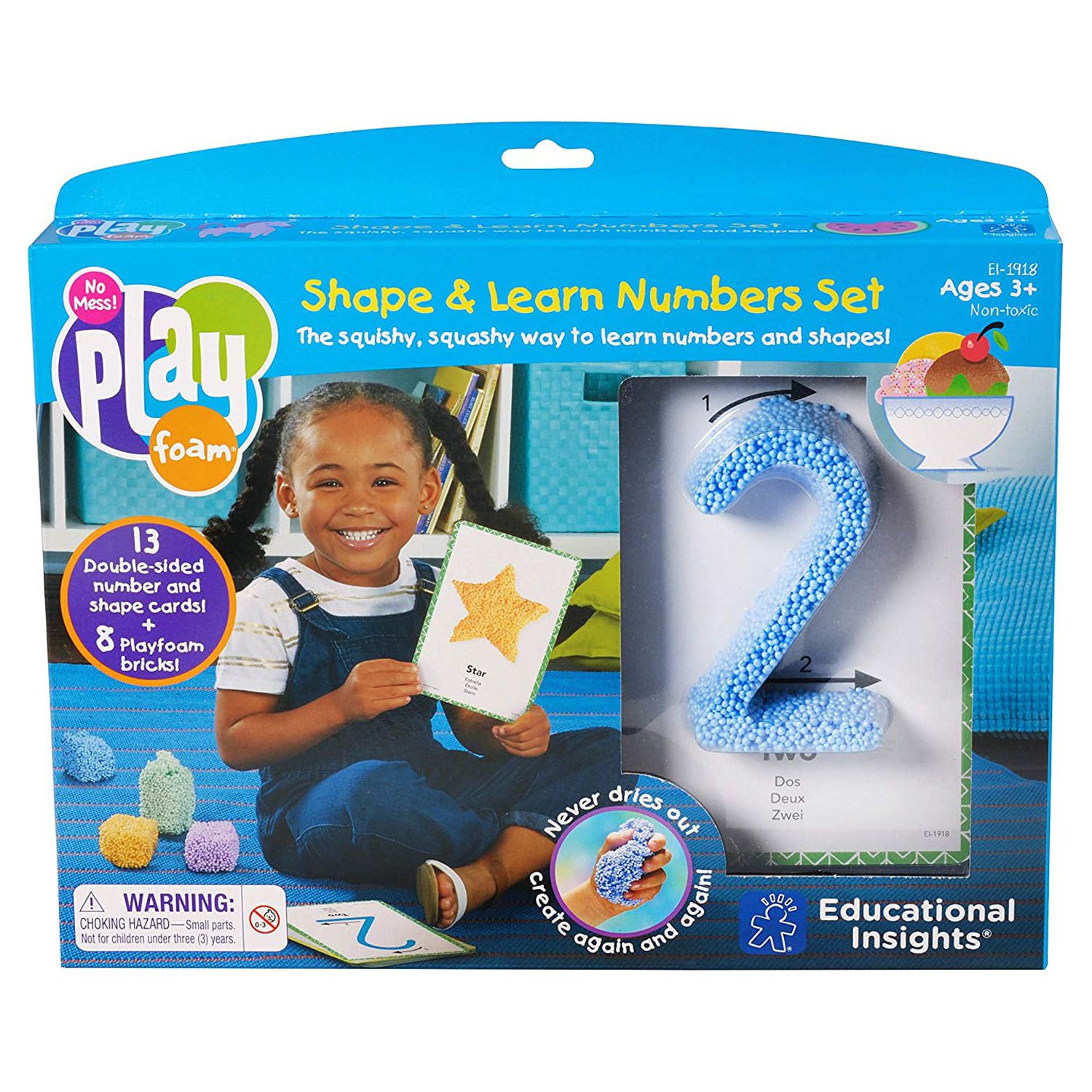 Educational Insights Playfoam Shape & Learn Numbers Set, Preschool Math Toy, Ages 3+