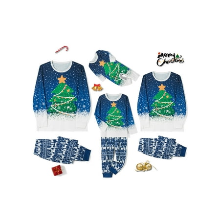 

Thaisu Christmas Family Pajamas Matching Set Christmas Tree Print Top Pants Holiday Matching Family Sleepwear Pj s