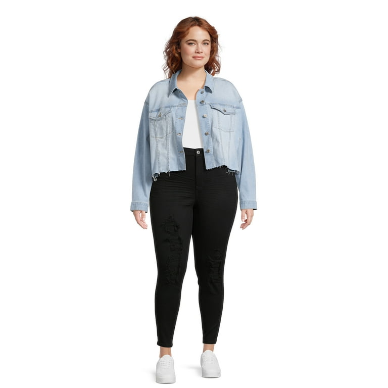 no mass prod Cropped denim flight jacket