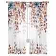 thumbnail image 3 of Brown Eucalyptus Fall Sheer Curtains 84 Inches Long 2 Panels Set, Window Sheer Curtains for Living Room/Bedroom, Botanical Weeping Leaves Pastoral Light Filtering Rod Pocket Curtain 52'' x 84'' x 2, 3 of 7