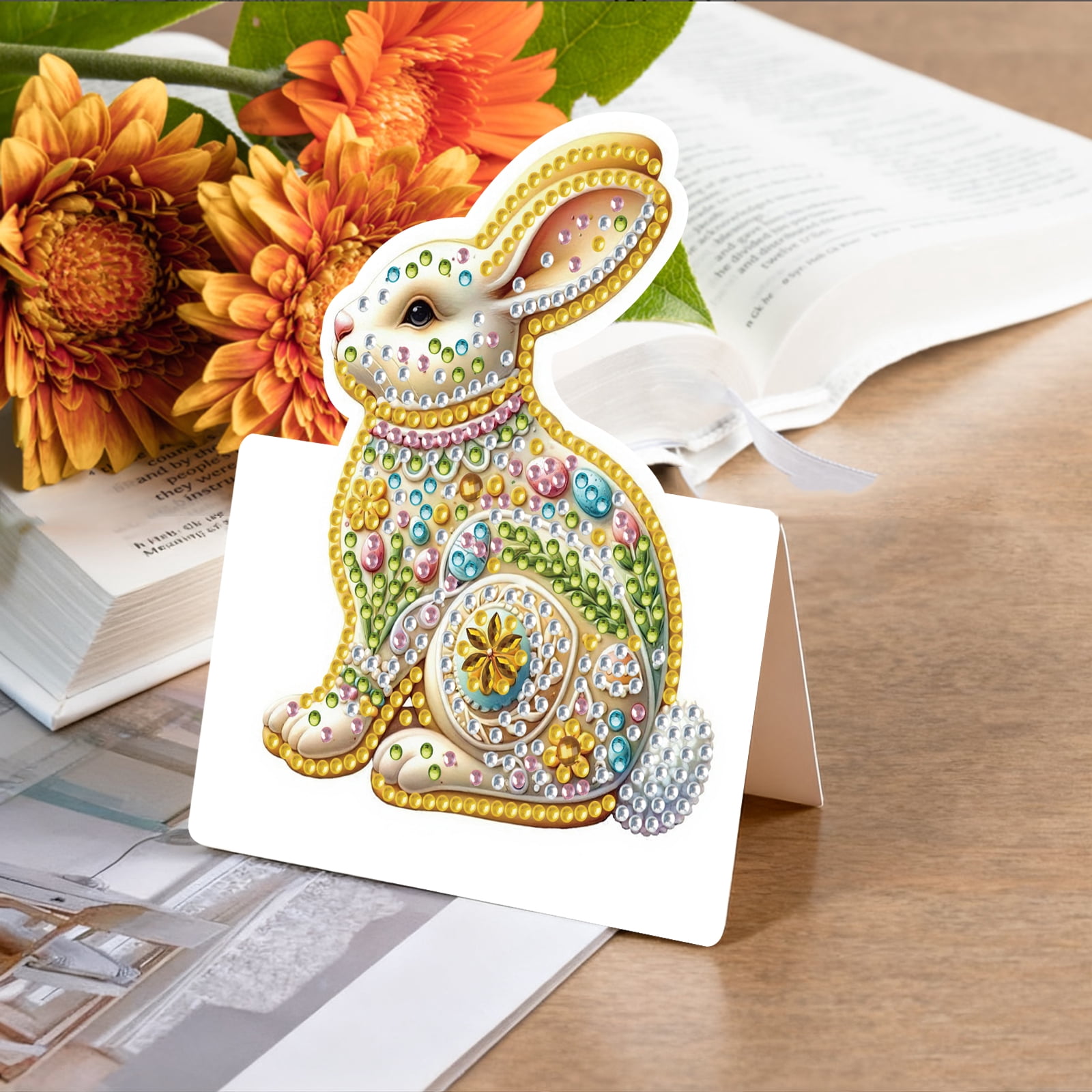 FLOPESN 24Pcs Easter Foldable Greeting Card set,DIY Diamond Art Painting with White Envelopes for Festival Holiday