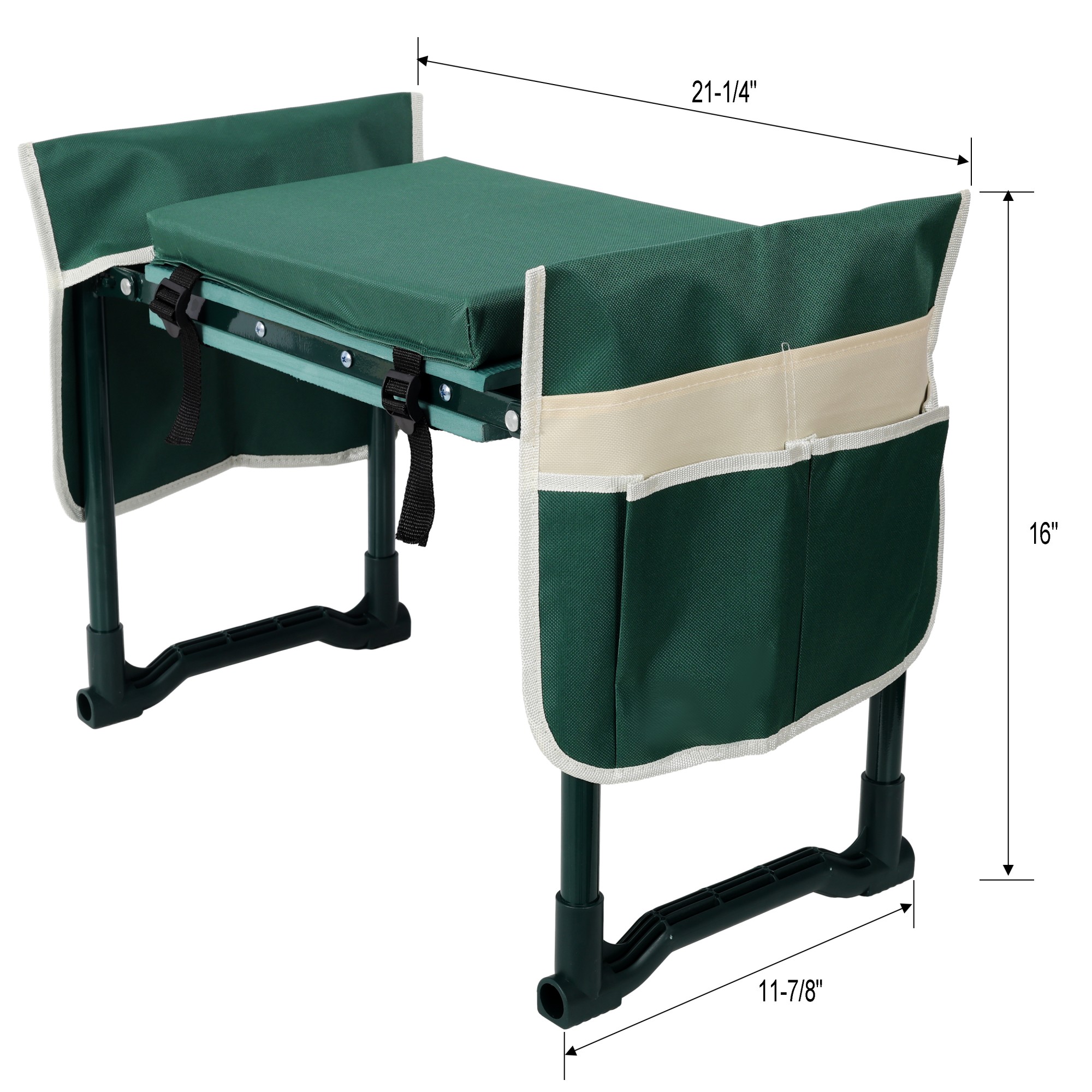 Leumius Foldable Garden Kneeler Seat with 2 Tool Pouches,Foldable Stool Heavy Duty Thick Gardening Bench for Kneeling and Seat