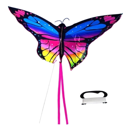 GARENDE Butterfly Kite Fun Beach Toy Single Line Kite Beautiful Portable Easy to Fly Big Blue Pink