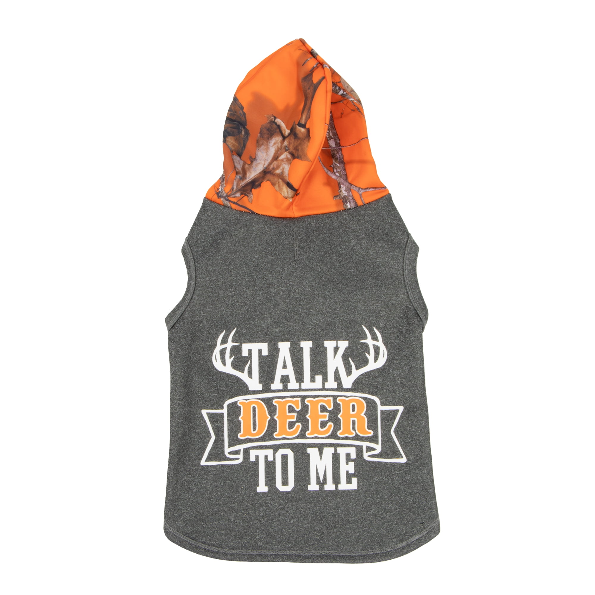 Mossy Oak Talk Deer to Me Fall Dog Hoodie, Gray, Medium
