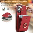 thumbnail image 4 of For iPhone 15 Pro Max Wallet Case, Multiple Cards Holder Crossbody Shoulder Strap Ring Holder Kickstand Premium PU Leather Shockproof Lightweight Phone Case for Apple iPhone 15 Pro Max, Red, 4 of 10