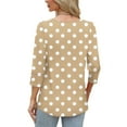 thumbnail image 3 of Dasayo 3/4 Sleeve Women's Tops and Blouses Summer Yellow Polka Dot Buttons Crewneck T-Shirt Womens T Shirts M, 3 of 7