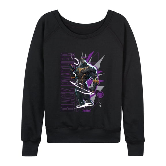 Marvel - Black Panther Rivals Women's Lightweight French Terry Wide Neck Long Sleeve Graphic Shirt