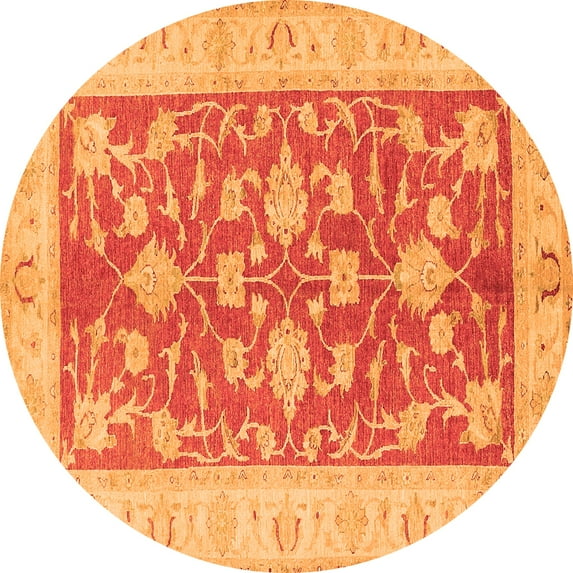 Ahgly Company Indoor Round Oriental Orange Traditional Area Rugs, 8' Round