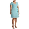 thumbnail image 2 of Ella Samani Women's Plus Size Short Sleeve Easy Knit Wrap Dress, 2 of 6