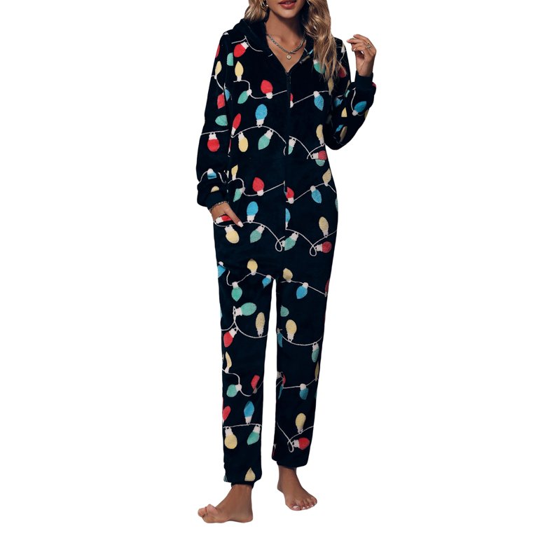 Womens Fleece Onesies Pajamas Jumpsuit Warm Sherpa Romper